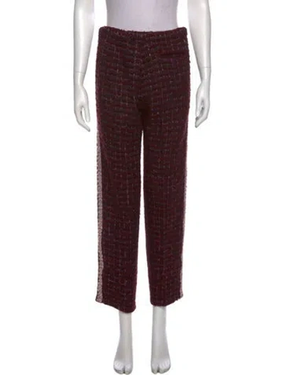 Pre-owned St John Wool Straight Leg Pants In Burgundy