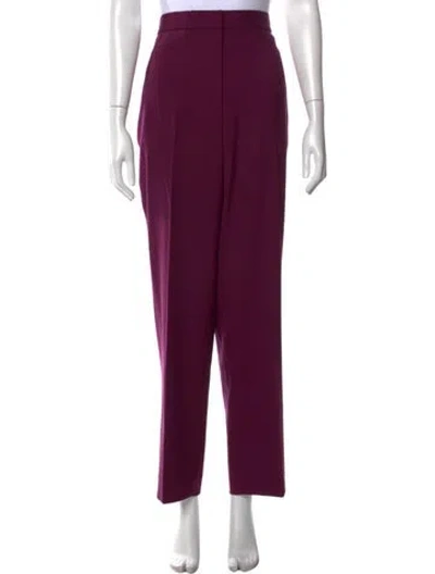 Pre-owned St John Wool Straight Leg Pants In Burgundy