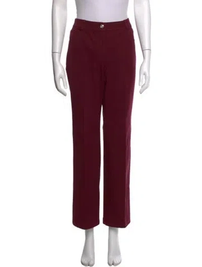 Pre-owned St John Wool Straight Leg Pants In Burgundy