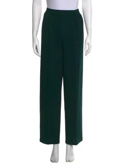 Pre-owned St John Wool Straight Leg Pants In Green