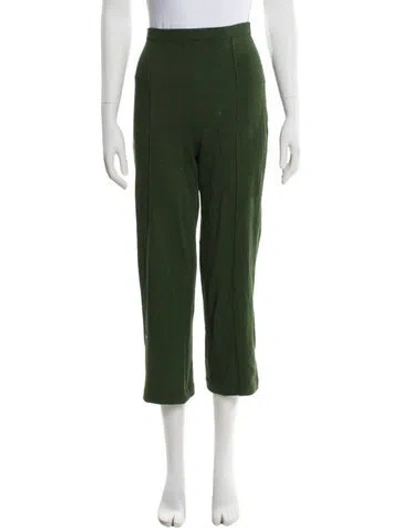 Pre-owned St John Wool Straight Leg Pants In Green