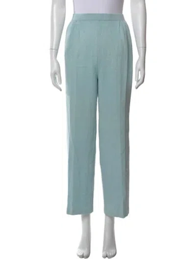 Pre-owned St John Wool Straight Leg Pants In Green