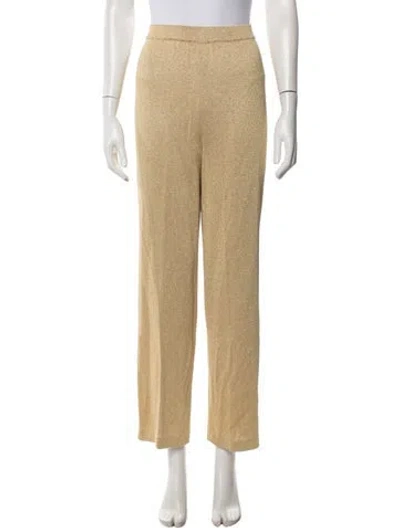 Pre-owned St John Wool Straight Leg Pants In Metallic/neutrals