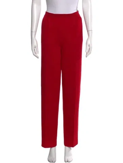 Pre-owned St John Wool Straight Leg Pants In Red