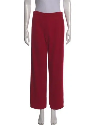 Pre-owned St John Wool Straight Leg Pants In Red