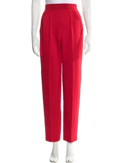 Pre-owned St John Wool Straight Leg Pants In Red