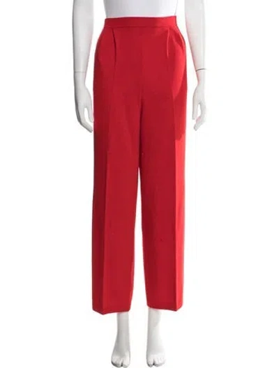 Pre-owned St John Wool Straight Leg Pants In Red