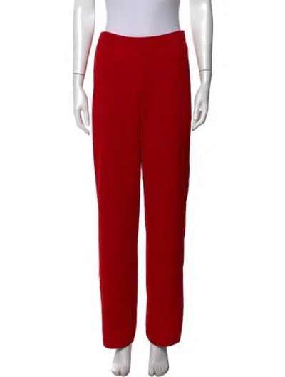 Pre-owned St John Wool Straight Leg Pants In Red