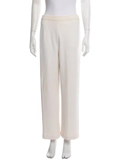 Pre-owned St John Wool Straight Leg Pants In White