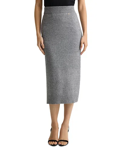 St John Wool Stretch Midi Skirt In Gray