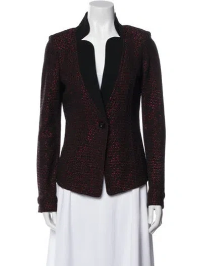 Pre-owned St John Wool Striped Blazer In Black