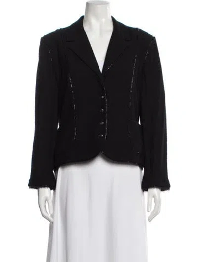 Pre-owned St John Wool Striped Blazer In Black