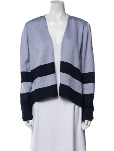 Pre-owned St John Wool Striped Blazer In Blue