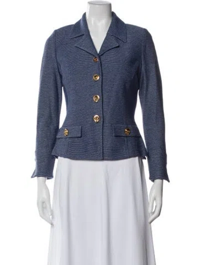 Pre-owned St John Wool Striped Blazer In Blue