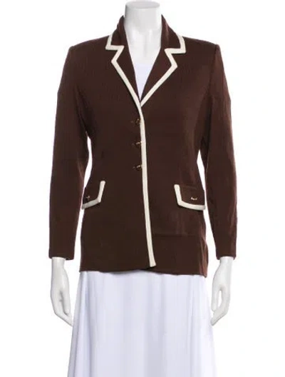 Pre-owned St John Wool Striped Blazer In Brown