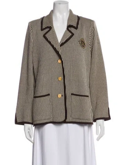 Pre-owned St John Wool Striped Blazer In Neutral