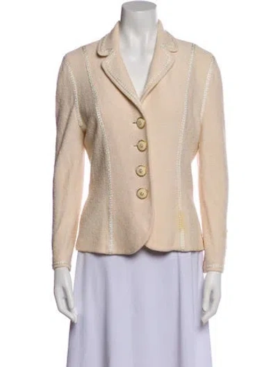 Pre-owned St John Wool Striped Blazer In Neutral