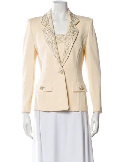 Pre-owned St John Wool Striped Blazer In Neutral