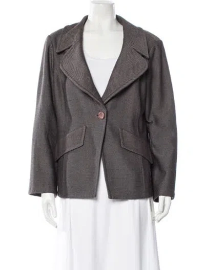 Pre-owned St John Wool Striped Blazer In Neutral