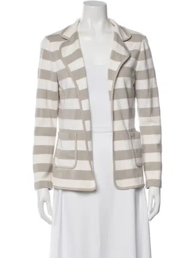 Pre-owned St John Wool Striped Blazer In Neutral