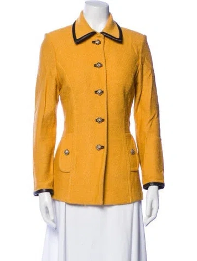 Pre-owned St John Wool Striped Blazer In Orange