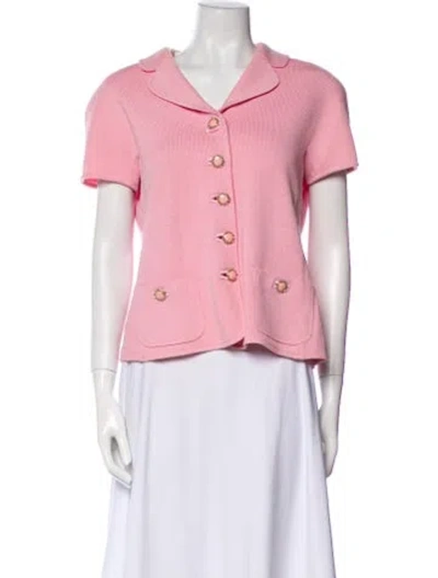 Pre-owned St John Wool Striped Blazer In Pink