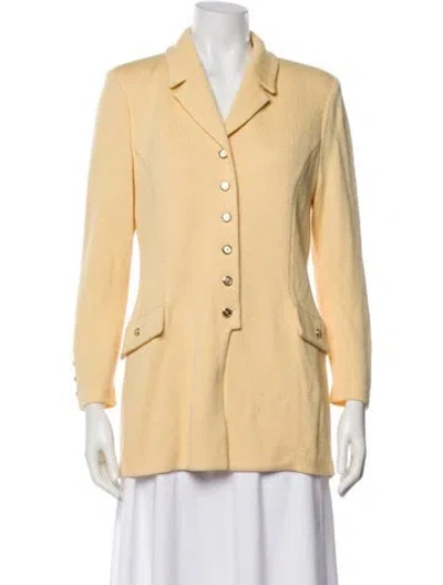 Pre-owned St John Wool Striped Blazer In Yellow