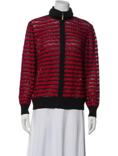 Pre-owned St John Wool Striped Bomber Jacket