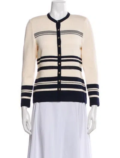 Pre-owned St John Wool Striped Bomber Jacket In Neutral