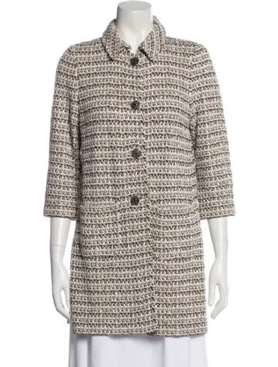 Pre-owned St John Wool Striped Coat In Multi