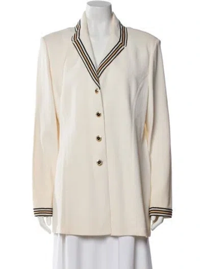 Pre-owned St John Wool Striped Coat In Neutral