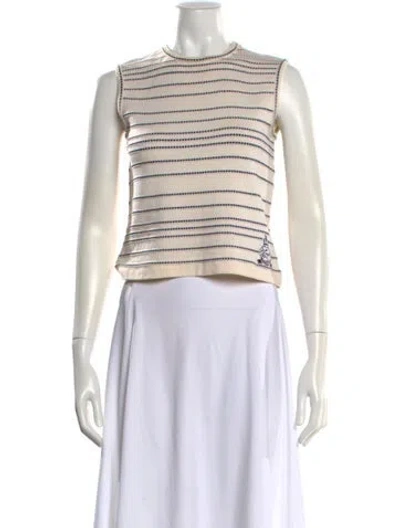 Pre-owned St John Wool Striped Crop Top In Neutral