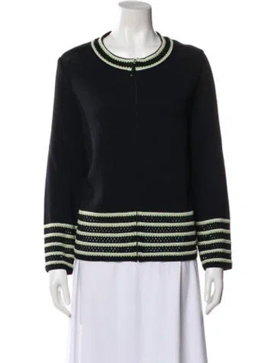 Pre-owned St John Wool Striped Evening Jacket In Black