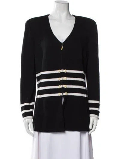 Pre-owned St John Wool Striped Evening Jacket In Black