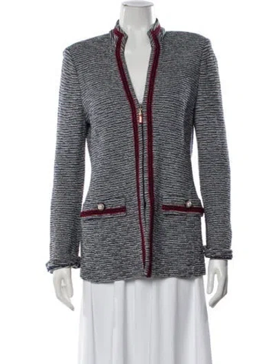 Pre-owned St John Wool Striped Evening Jacket In Multi