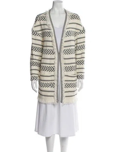 Pre-owned St John Wool Striped Evening Jacket In Neutral