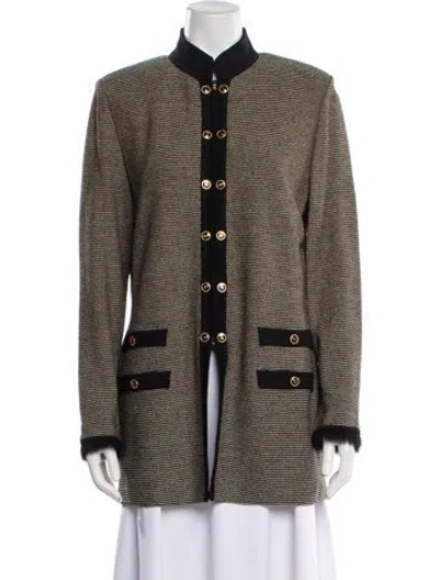 Pre-owned St John Wool Striped Evening Jacket In Neutral