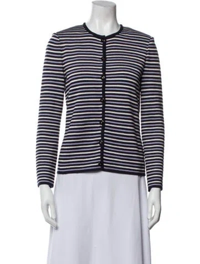Pre-owned St John Wool Striped Evening Jacket In Neutral