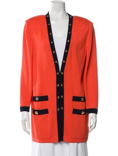 Pre-owned St John Wool Striped Evening Jacket In Orange