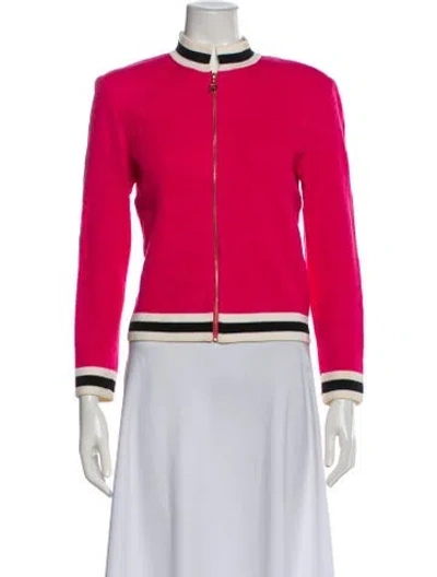 Pre-owned St John Wool Striped Evening Jacket In Pink