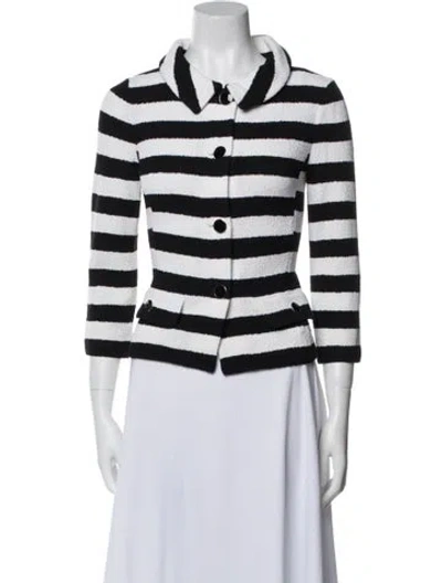 Pre-owned St John Wool Striped Evening Jacket In White