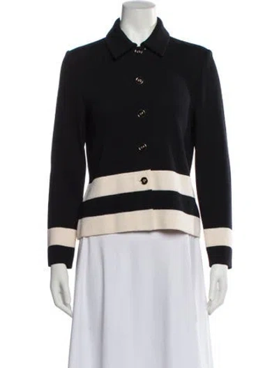 Pre-owned St John Wool Striped Jacket In Blue