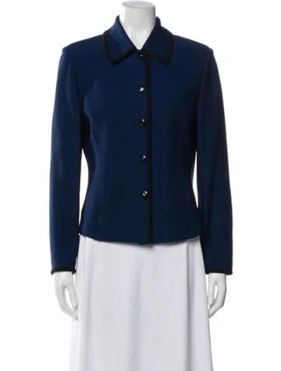 Pre-owned St John Wool Striped Jacket In Blue