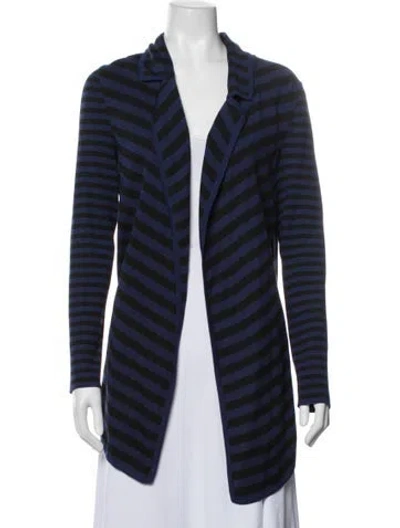 Pre-owned St John Wool Striped Jacket In Blue