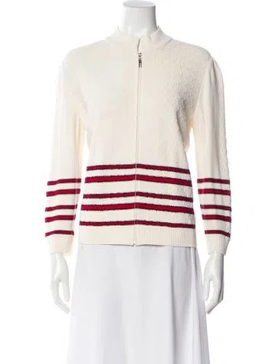 Pre-owned St John Wool Striped Jacket In Neutral