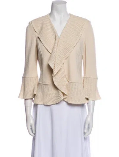 Pre-owned St John Wool Striped Jacket In Neutral