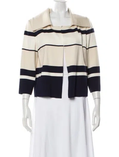 Pre-owned St John Wool Striped Jacket In Neutral