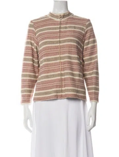 Pre-owned St John Wool Striped Jacket In Neutral