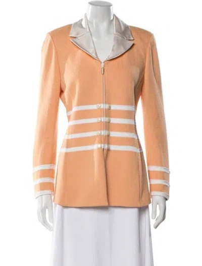 Pre-owned St John Wool Striped Jacket In Orange