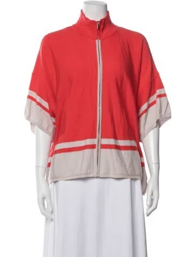 Pre-owned St John Wool Striped Jacket In Pink